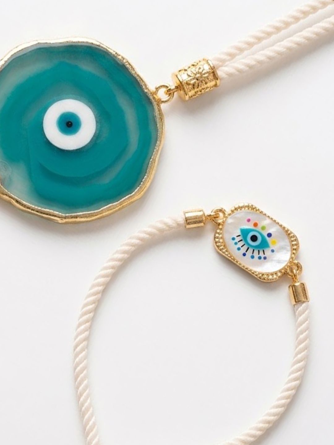 Dhiyona Set Of 2 Evil Eye Resin Design Bhaiya Bhabhi Wraparound Rakhi