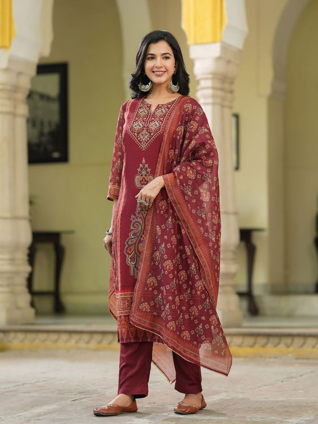Dhiyona RR Women's Ethnic Motifs Printed Kurta with Trousers & Dupatta