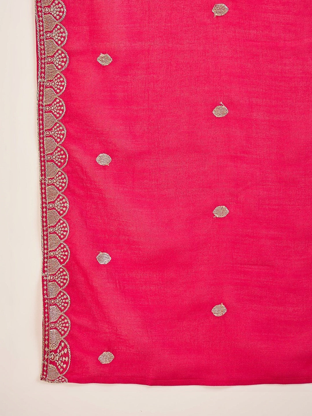 Embroidered V-Neck Anarkali Kurta & Palazzos With Dupatta