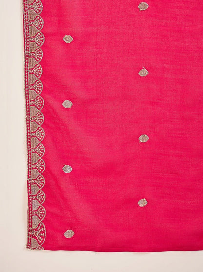 Embroidered V-Neck Anarkali Kurta & Palazzos With Dupatta
