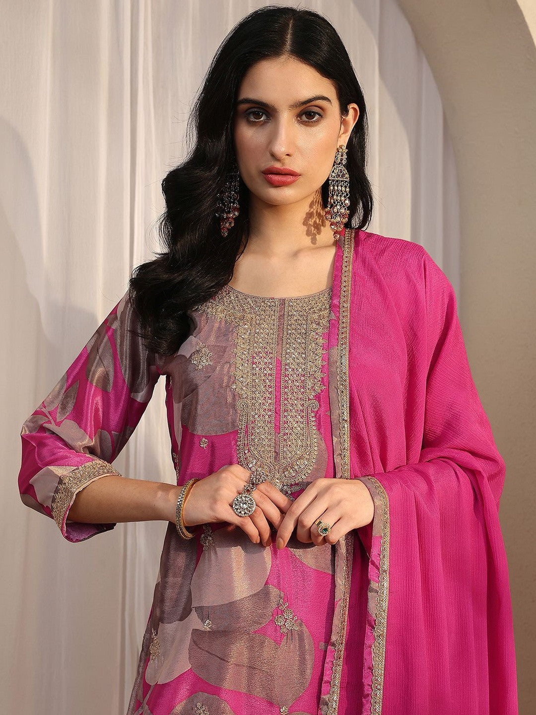Women Floral Printed Regular Kurta with Palazzos & With Dupatta