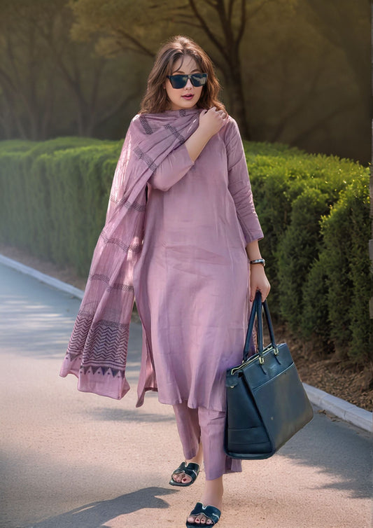 Dhiyona KL V-Neck Straight Kurta With Palazzos And Dupatta