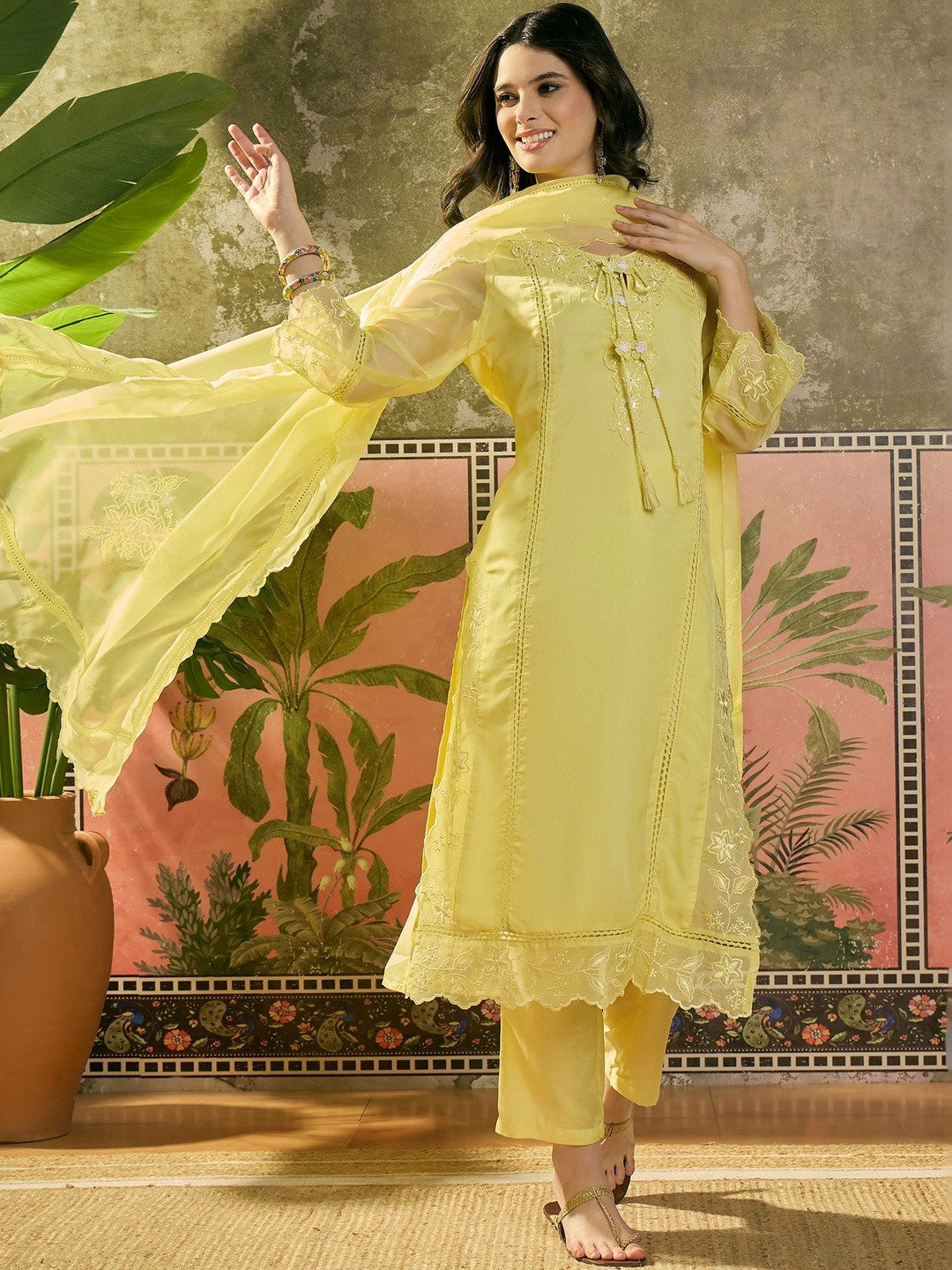 Embroidered Round Neck Kurta Sets
