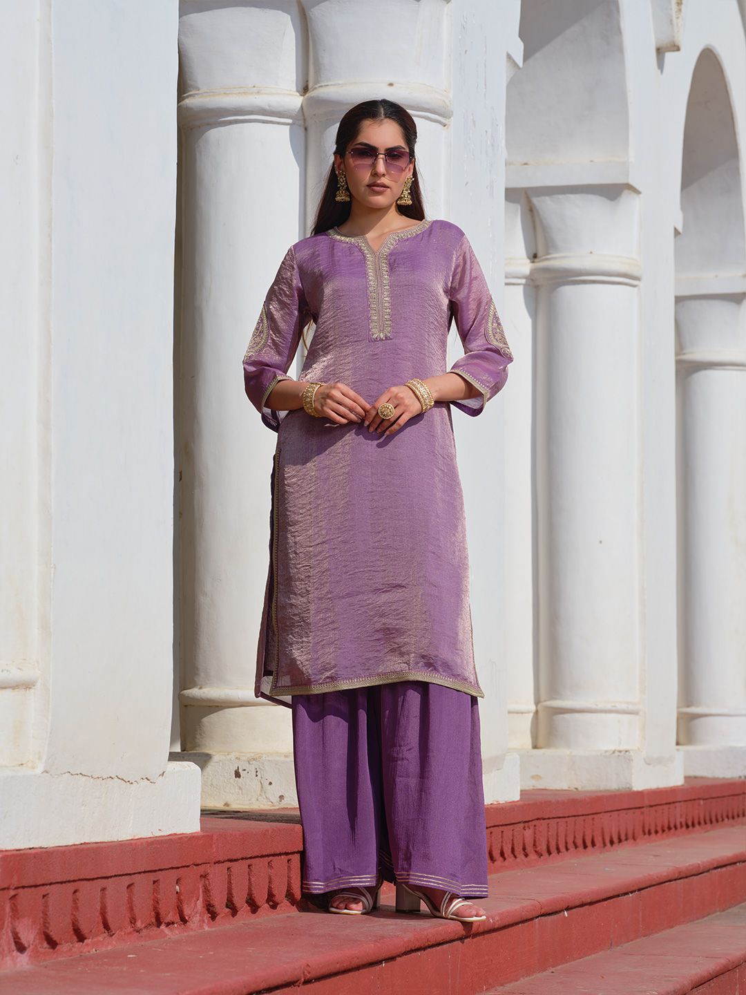 Dhiyona HOP Fendi Kurta with Sharara Pants & Organza Dupatta