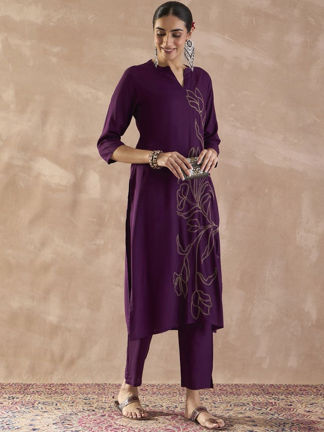 Dhiyona IE Embroidered Top With Trousers