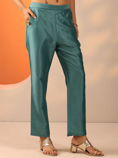 Geometric Embroidered Sequinned Straight Kurta With Trousers And Dupatta