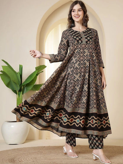 Women Ethnic Motifs Printed Regular Pure Cotton Kurta with Trousers & With Dupatta
