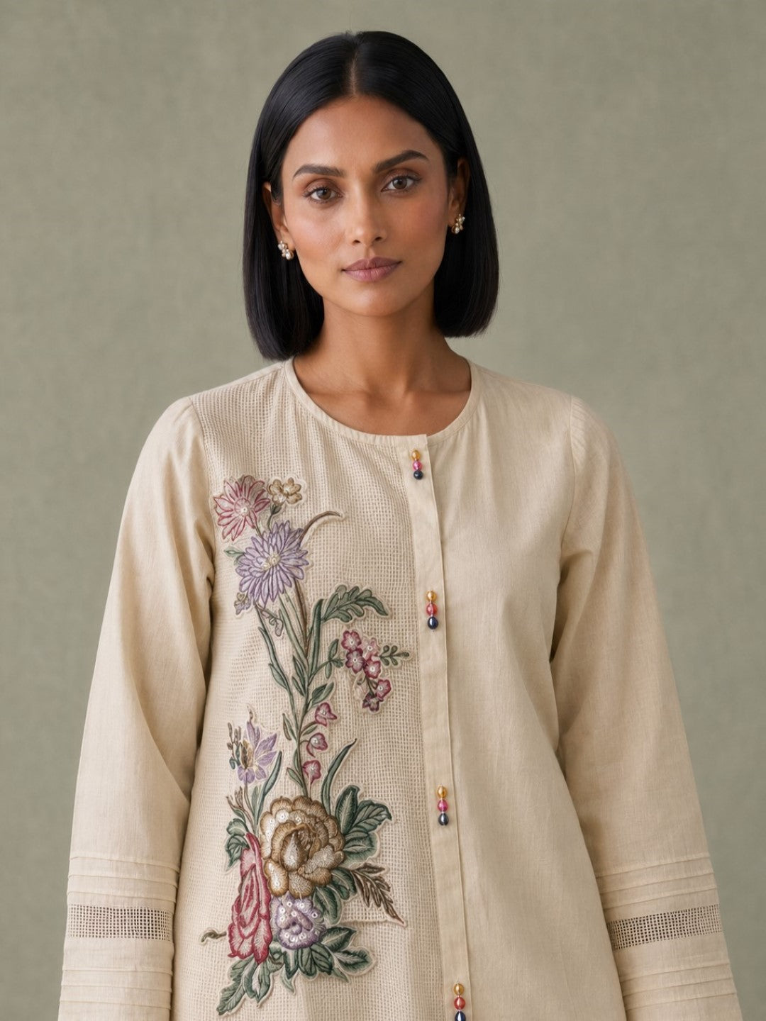 Gaur Tyran Embroidery Embroidery Cotton Co-Ord Set