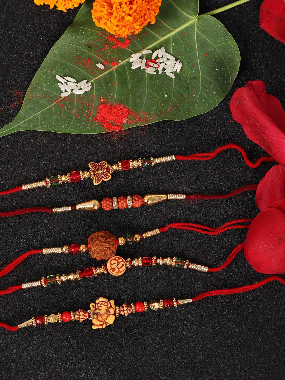 Dhiyona Set Of 5 Beaded Rakhi