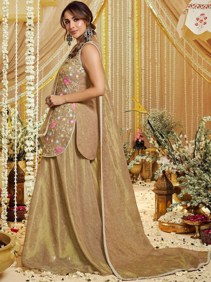Dhiyona IN Women Floral Embroidered Regular Thread Work Kurta & Palazzos With Dupatta