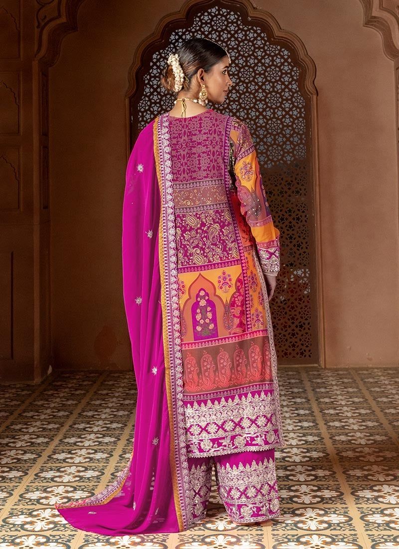 Dhiyona KL Women Floral Embroidered Regular Sequinned Kurta with Palazzos & With Dupatta