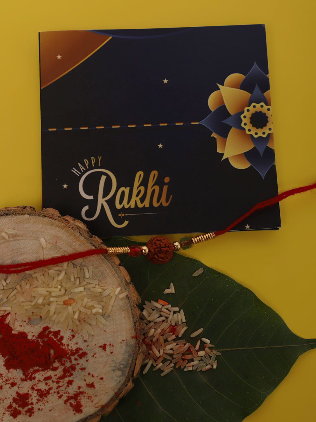 Dhiyona Butterfly Beaded Rakhi Greeting Card & Roli Chawal Card