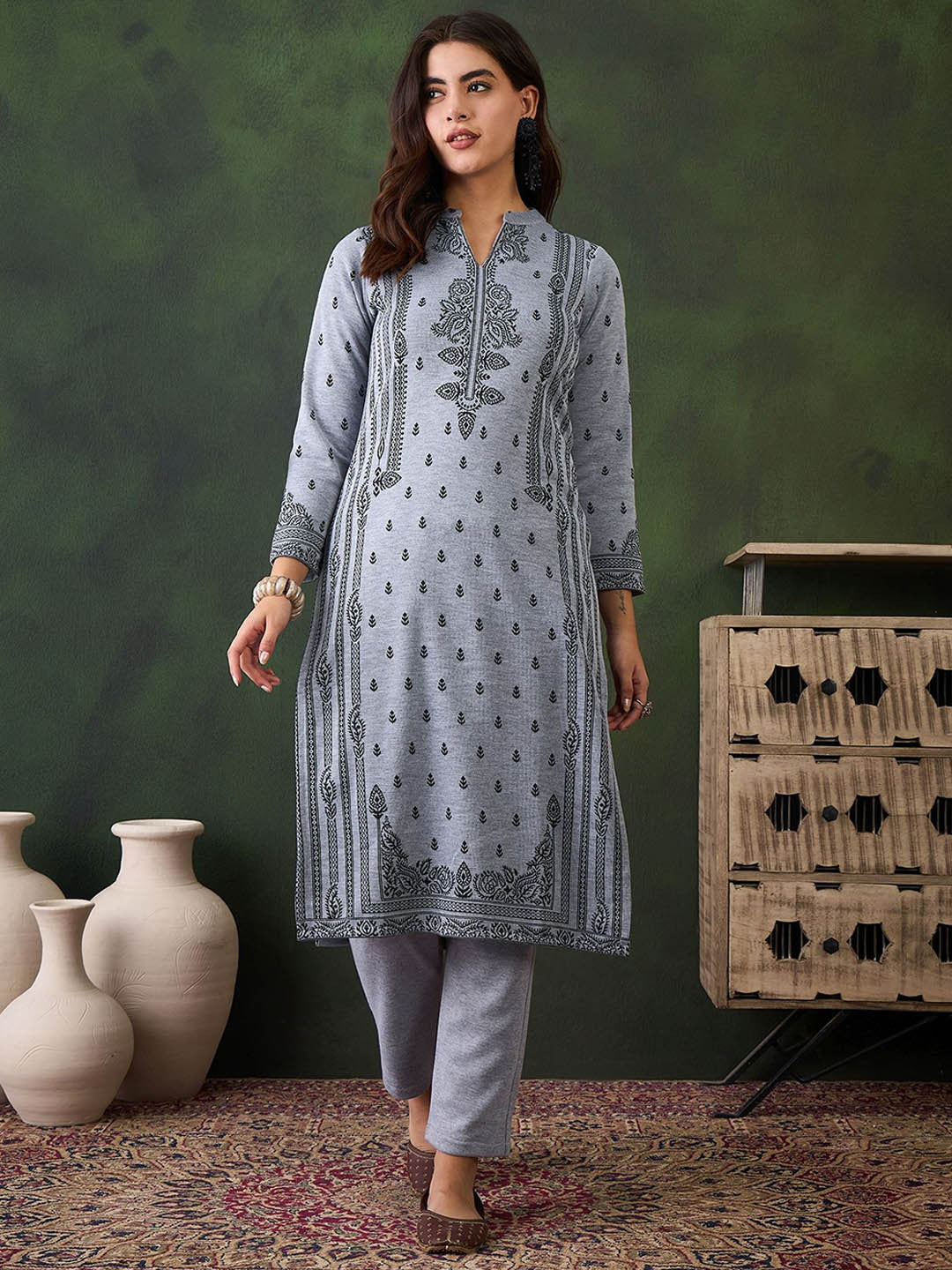 Self Design Winter Kurta & Trouser