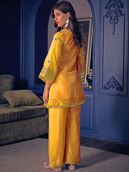 Dhiyona CH Women Ethnic Motifs Embroidered Regular Mirror Work Kurta with Salwar