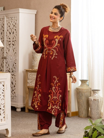 Karen merlot cotton kurta pant set