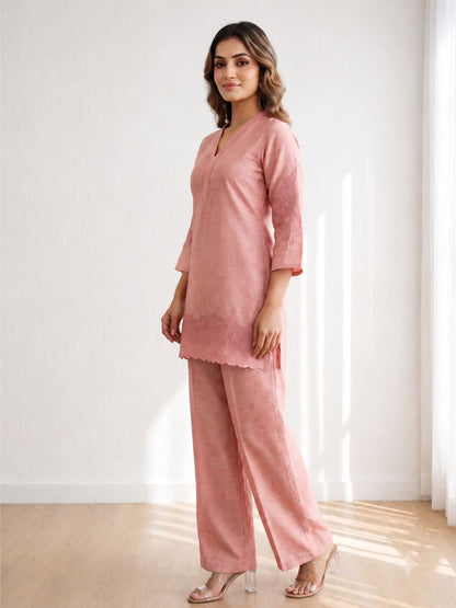 Prisha blossom embroidery cotton Co-ord Set