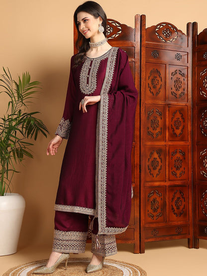 Dhiyona KL Ethnic Motifs Yoke Design Kurta with Palazzos & Dupatta