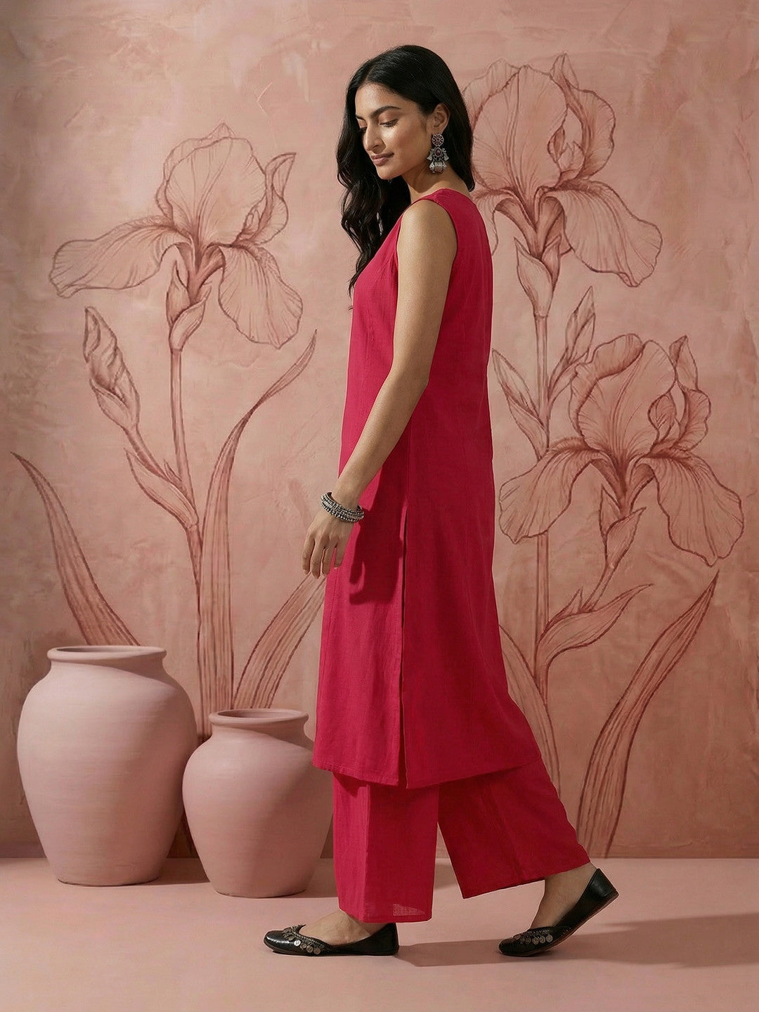 Regular Mirror Work Pure Cotton Kurta with Palazzos