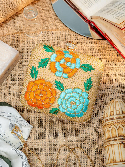 Dhiyona NR Embroidered Box Clutch