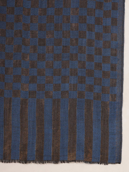 Dhiyona PA Checked Woven Design Reversible Ruhzar Shawl