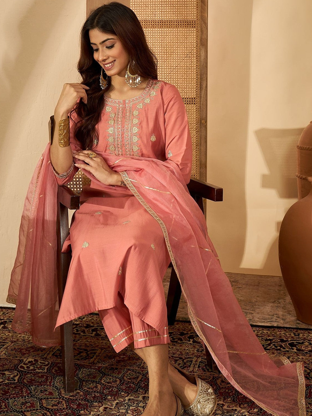 Women Peach Kurta Sets