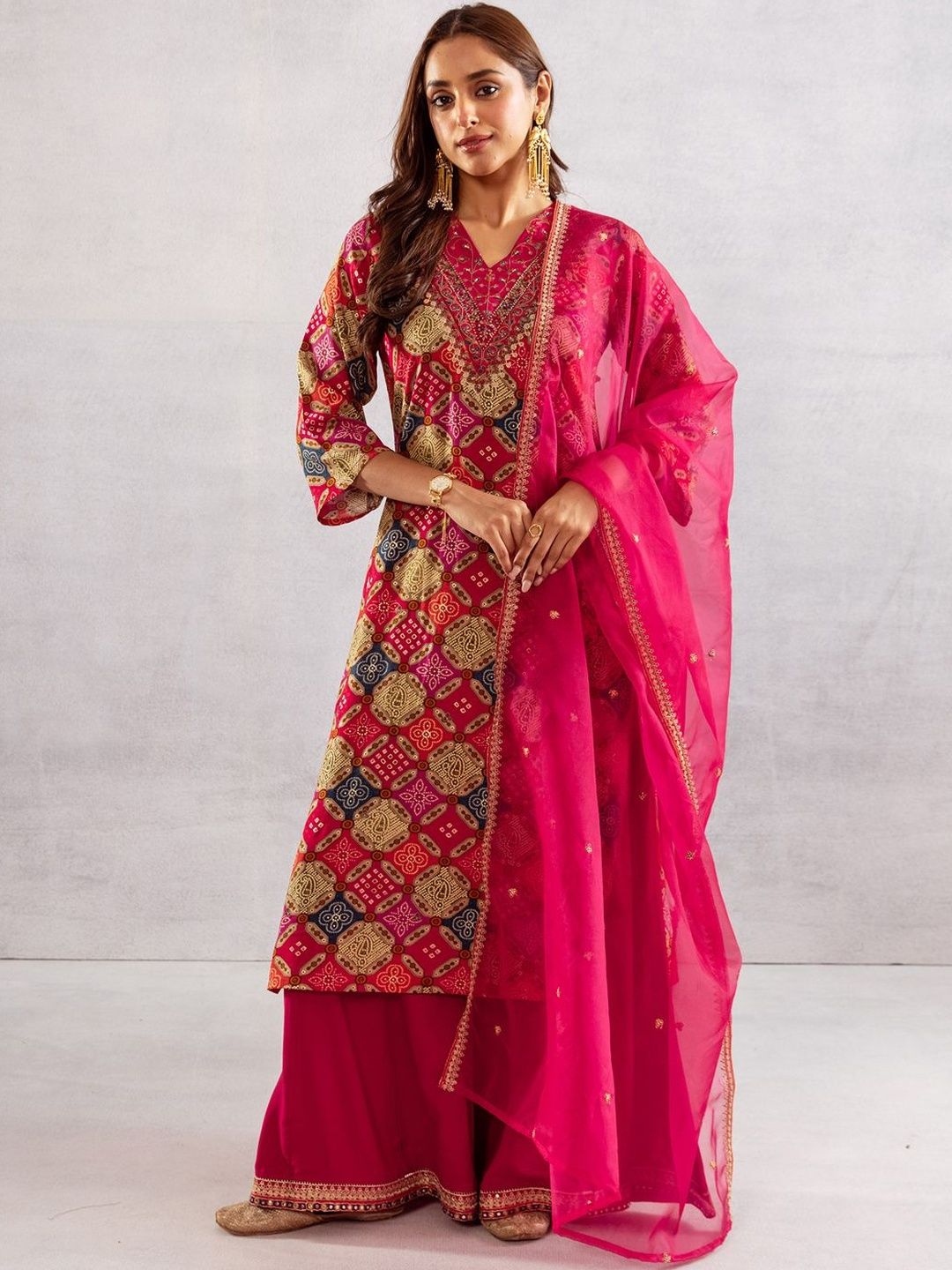 Women Ethnic Motifs Printed Regular Kurta with Palazzos & Dupatta