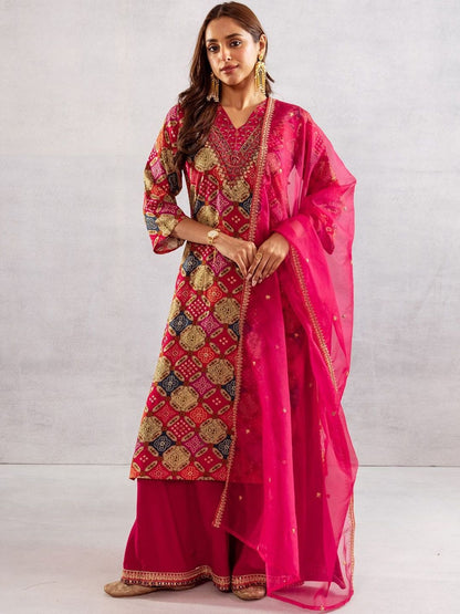 Women Ethnic Motifs Printed Regular Kurta with Palazzos & Dupatta