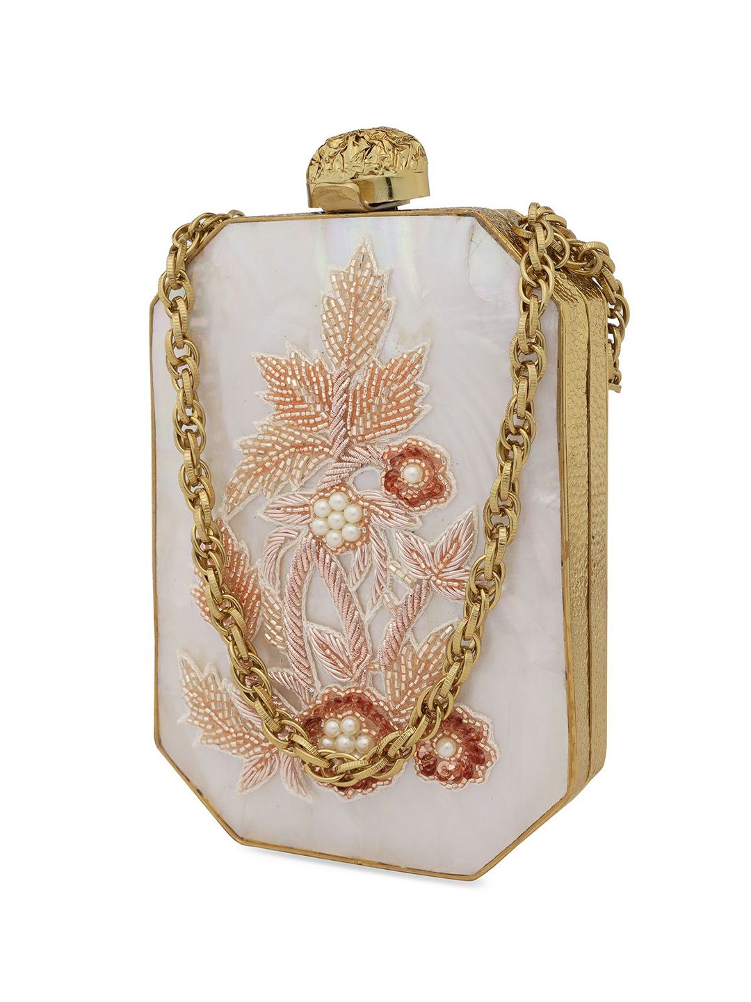Dhiyona NR Embroidered Pearl Beaded Box Clutch