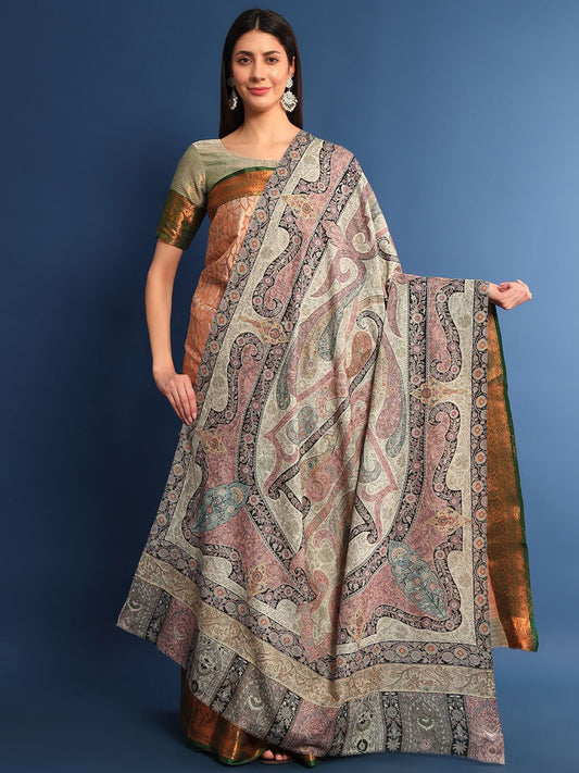 Dhiyona PA Ethnic Motifs Embroidered Woollen Shawl