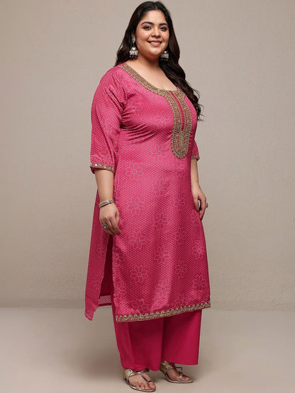 Dhiyona Women's Plus Size Ethnic Motifs Printed Kurta with Palazzos & With Dupatta