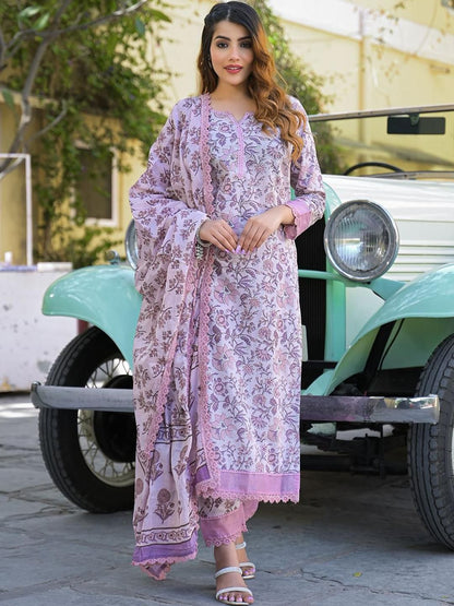 Dhiyona KL Women Purple Pure Cotton Kurta Sets