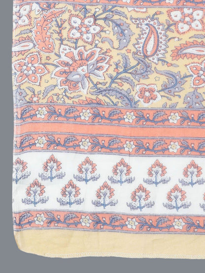 Dhiyona KL Floral Printed Pure Cotton Anarkali Kurta with Trousers & Dupatta