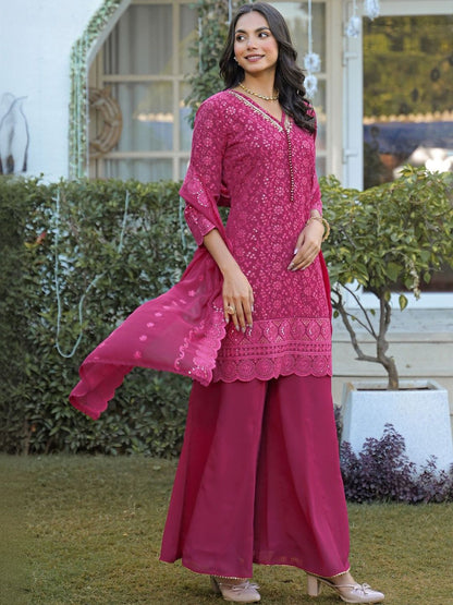 Dhiyona HOP Embroidered Kurta With Sharara & Dupatta