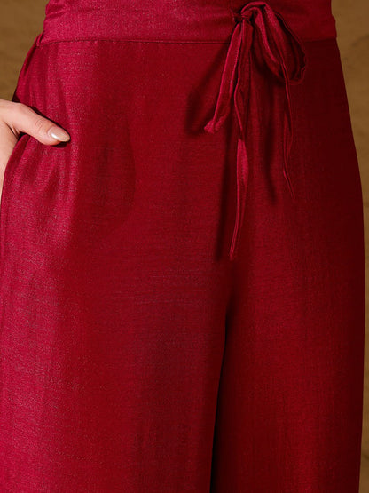 Dhiyona KL Floral Embroidered Round Neck Straight Kurta With Palazzos & Dupatta