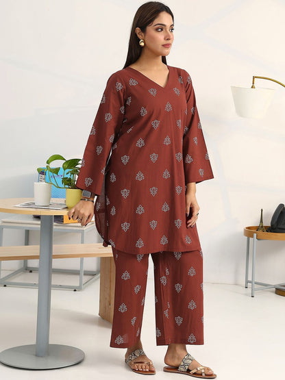 Women Ethnic Motifs Printed Regular Cotton Blend Kurta with Palazzos
