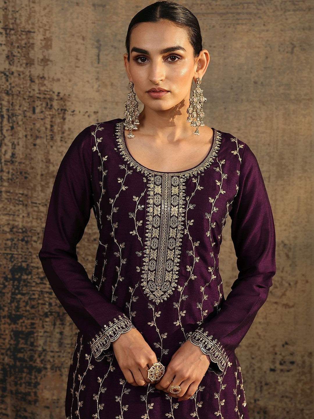 Women Ethnic Motifs Embroidered Regular Thread Work Kurta with Trousers & With Dupatta