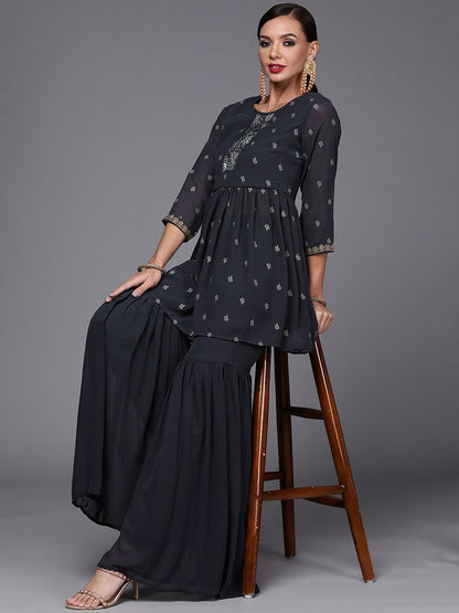 Dhiyona AN Women Floral Printed A-Line Kurta with Sharara