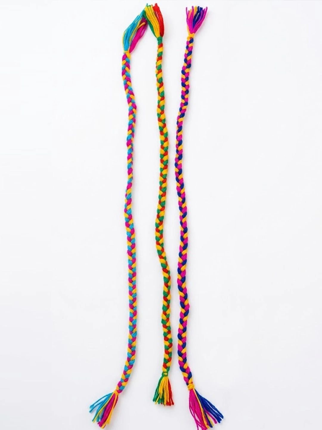 Dhiyona Set Of 3 Multicolor Thread Rakhi With Roli Chawal Chandan Mishri