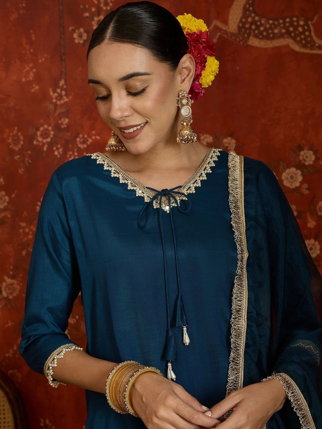 Women Regular Gotta Patti Kurta with Patiala & With Dupatta
