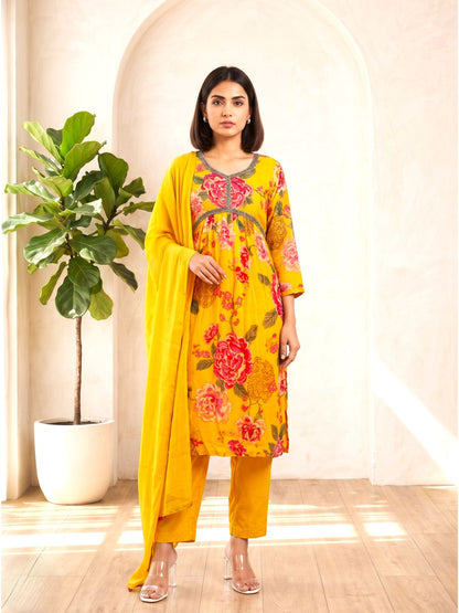 SHILPI GOLD DIGITAL PRINT ANARKALI SUIT SET