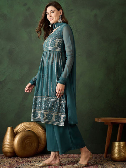 Dhiyona SN Embroidered Nayra Cut Kurta Sets