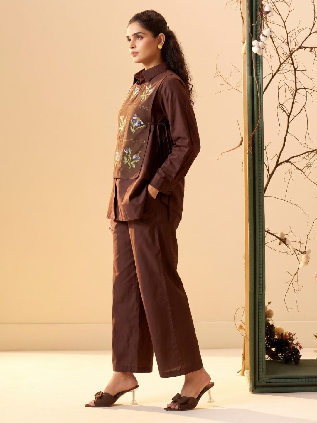Tisca Mulberry embroidery co-ord set