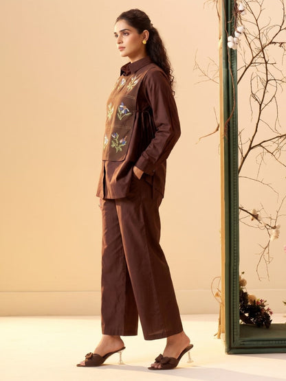 Tisca Mulberry embroidery co-ord set