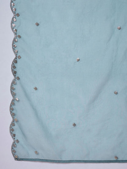 Embroidered V-Neck Kurta & Trousers Kurta Sets