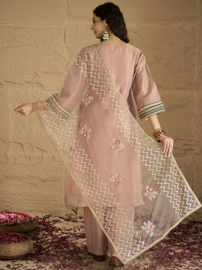 Dhiyona VA Women Solid Kurta with Palazzo & Dupatta