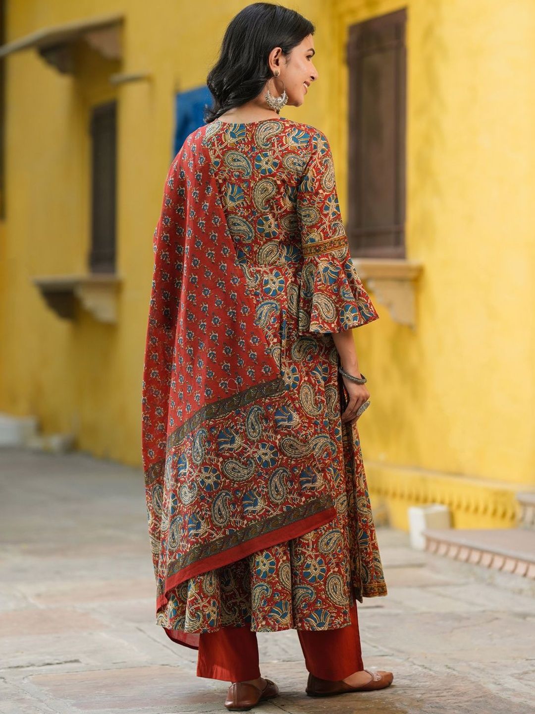 Dhiyona RR Women's Printed Regular Pure Cotton Kurta With Trousers & Dupatta