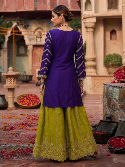 Kanupriya Orchid Fern Full work Suit Set