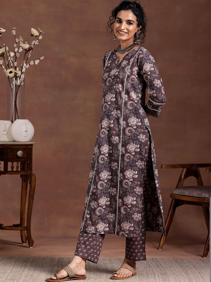 Women Floral Printed Regular Kurta with Trousers