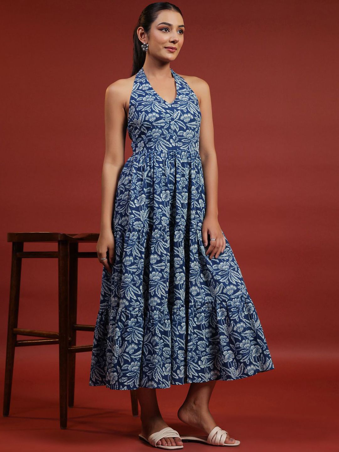 Dhiyona AY Women's Printed Halter Neck Dress