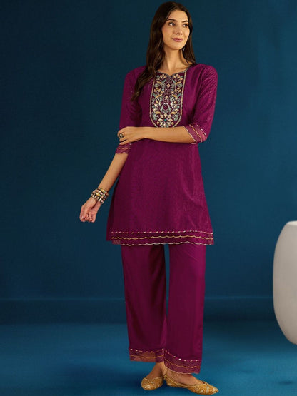 Dhiyona CH Women Ethnic Motifs Embroidered Regular Thread Work Kurta with Patiala